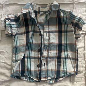 Baby Short-Sleeve Button-Up Shirt 12-18mo blue plaid
